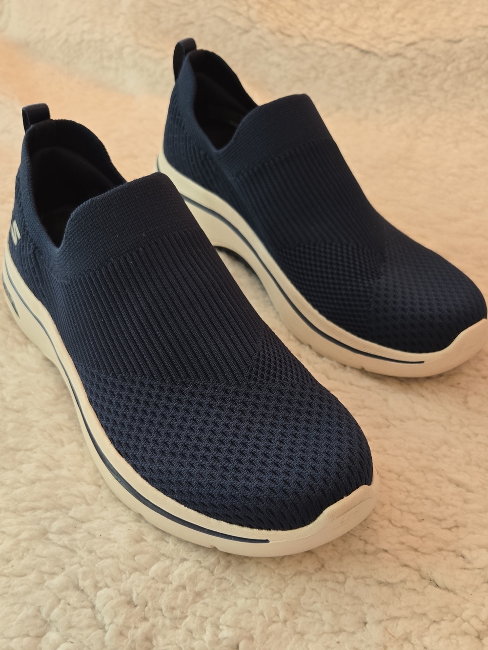 Skechers Air-cooled Arch Fit Slip-On Knit Walking Shoes - Navy